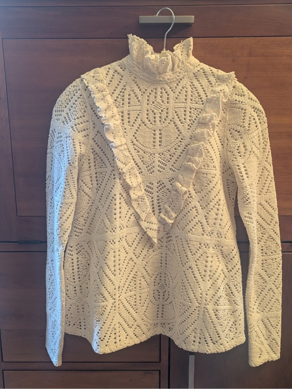 See by Chloé Ivory Lace Knit Ruffle Top | Size XS | Bohemian & Romantic
